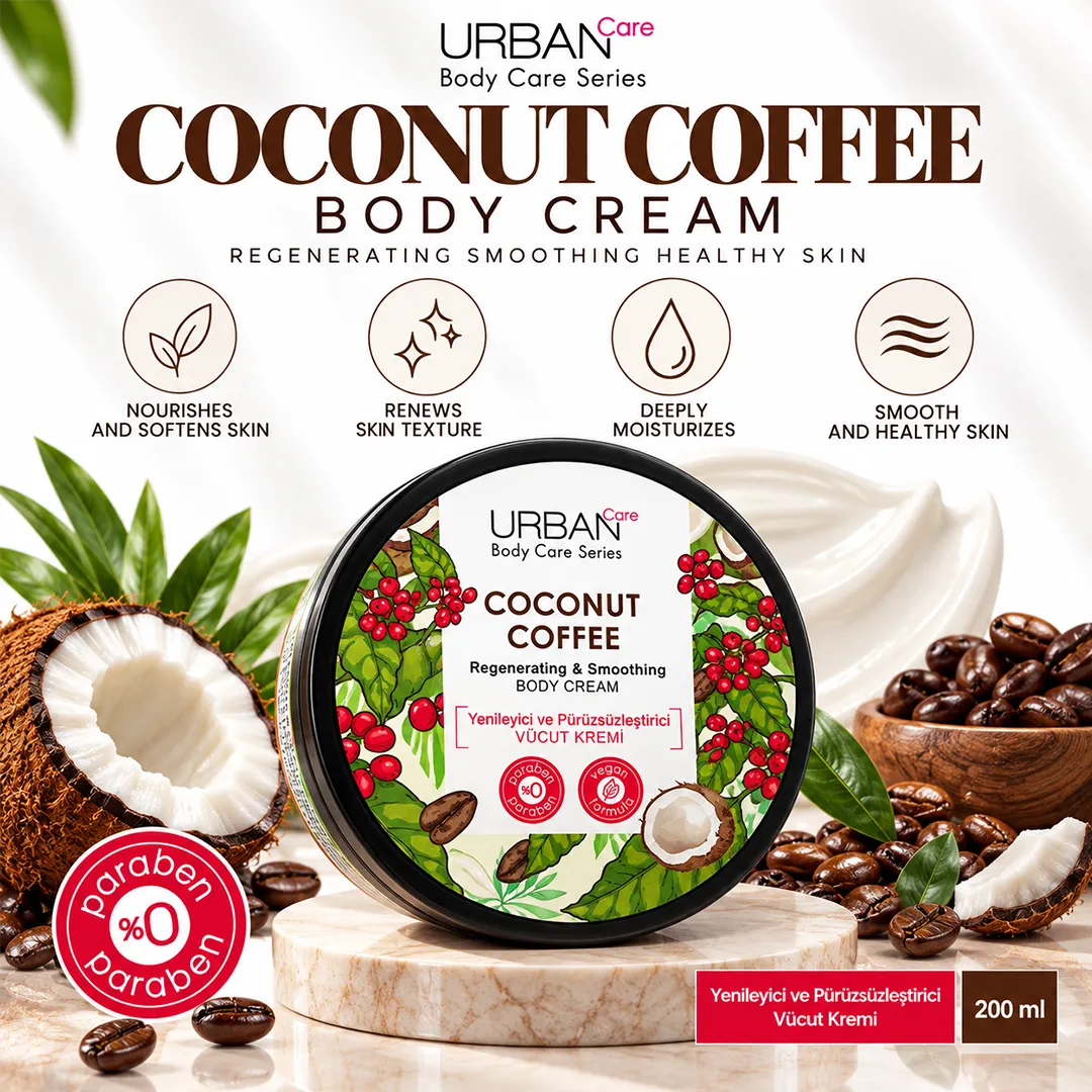 URBAN CARE COCONUT COFFEE BODY CREAM 200ML