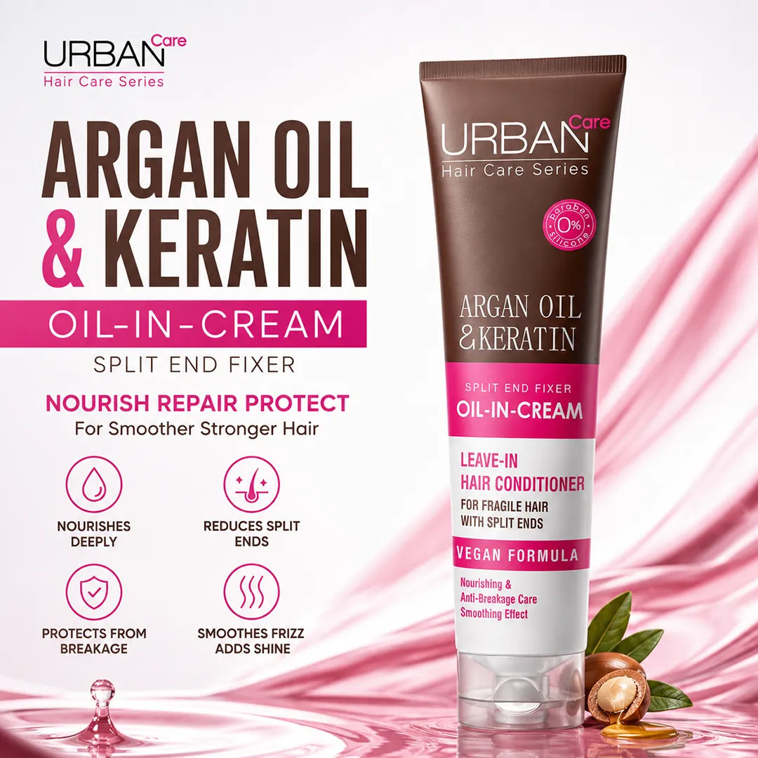 URBAN CARE ARGAN OIL & KERATIN OIL IN CREAM LEAVE IN CONDITIONER 150ML