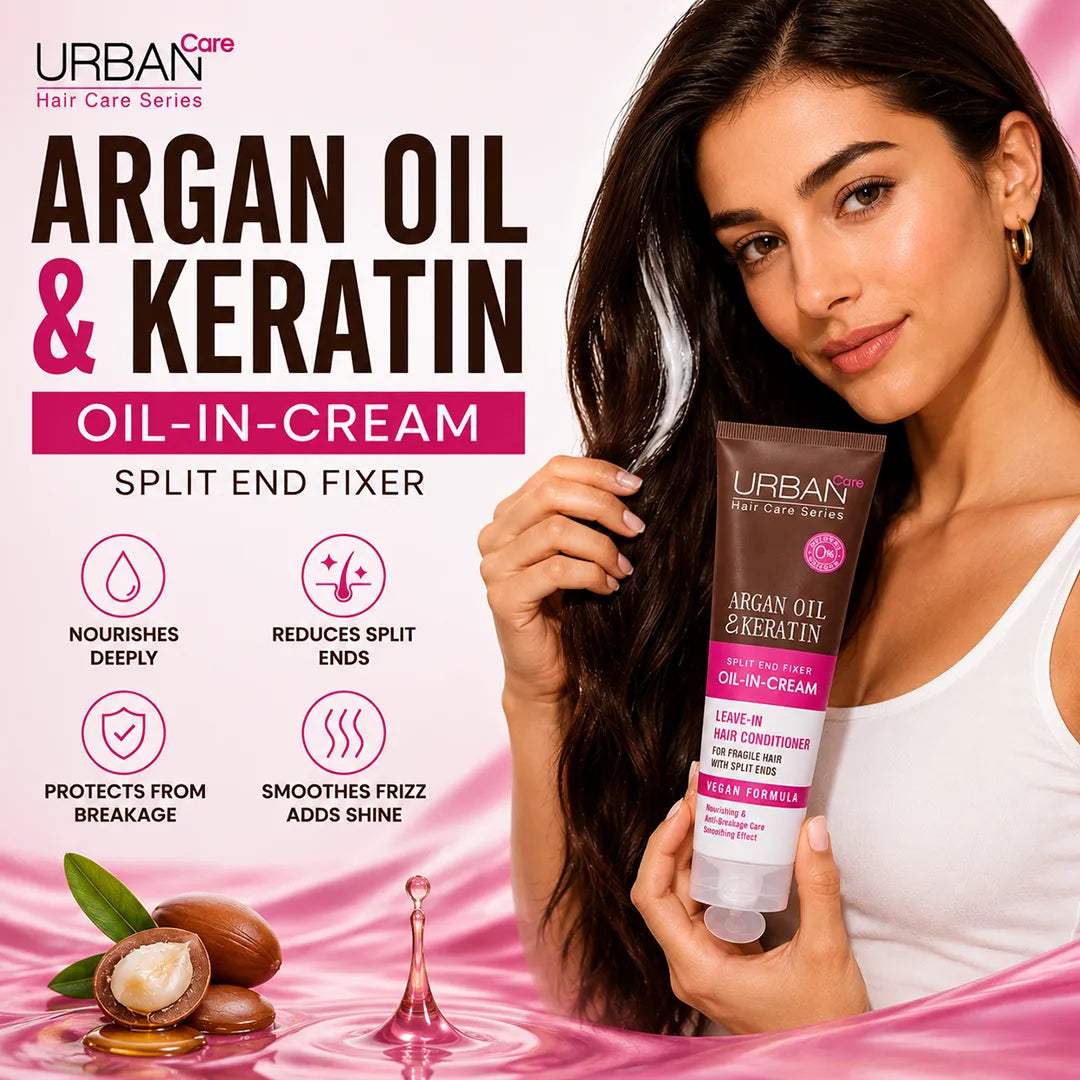URBAN CARE ARGAN OIL & KERATIN OIL IN CREAM LEAVE IN CONDITIONER 150ML