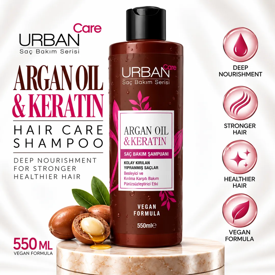 URBAN CARE ARGAN OIL KERATIN HAIR CARE SHAMPOO 550ML