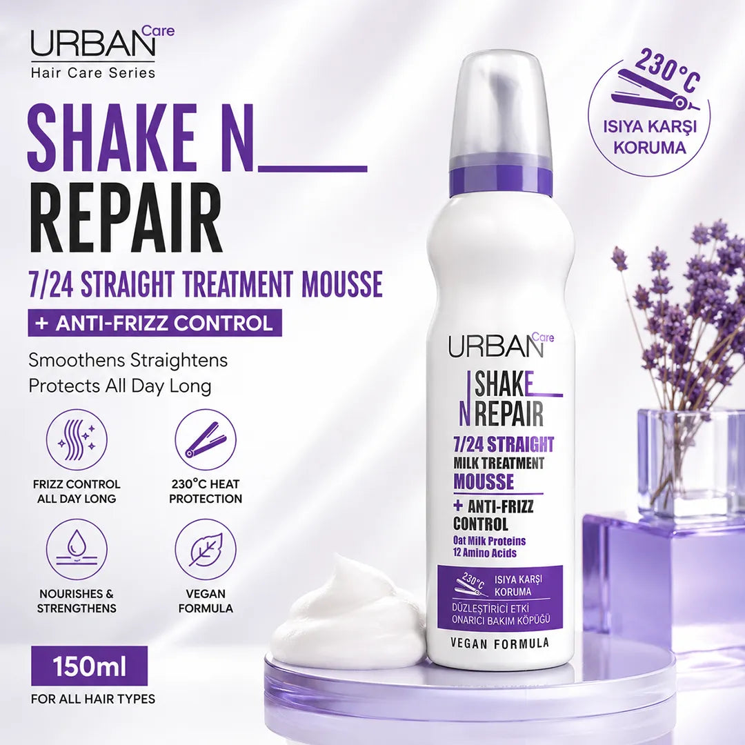 URBAN CARE SHAKE N REPAIR STRAIGHT TREATMENT MOUSSE 150ML